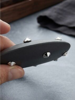 Women's Black Wood Bracelet with Silver Stud Accents